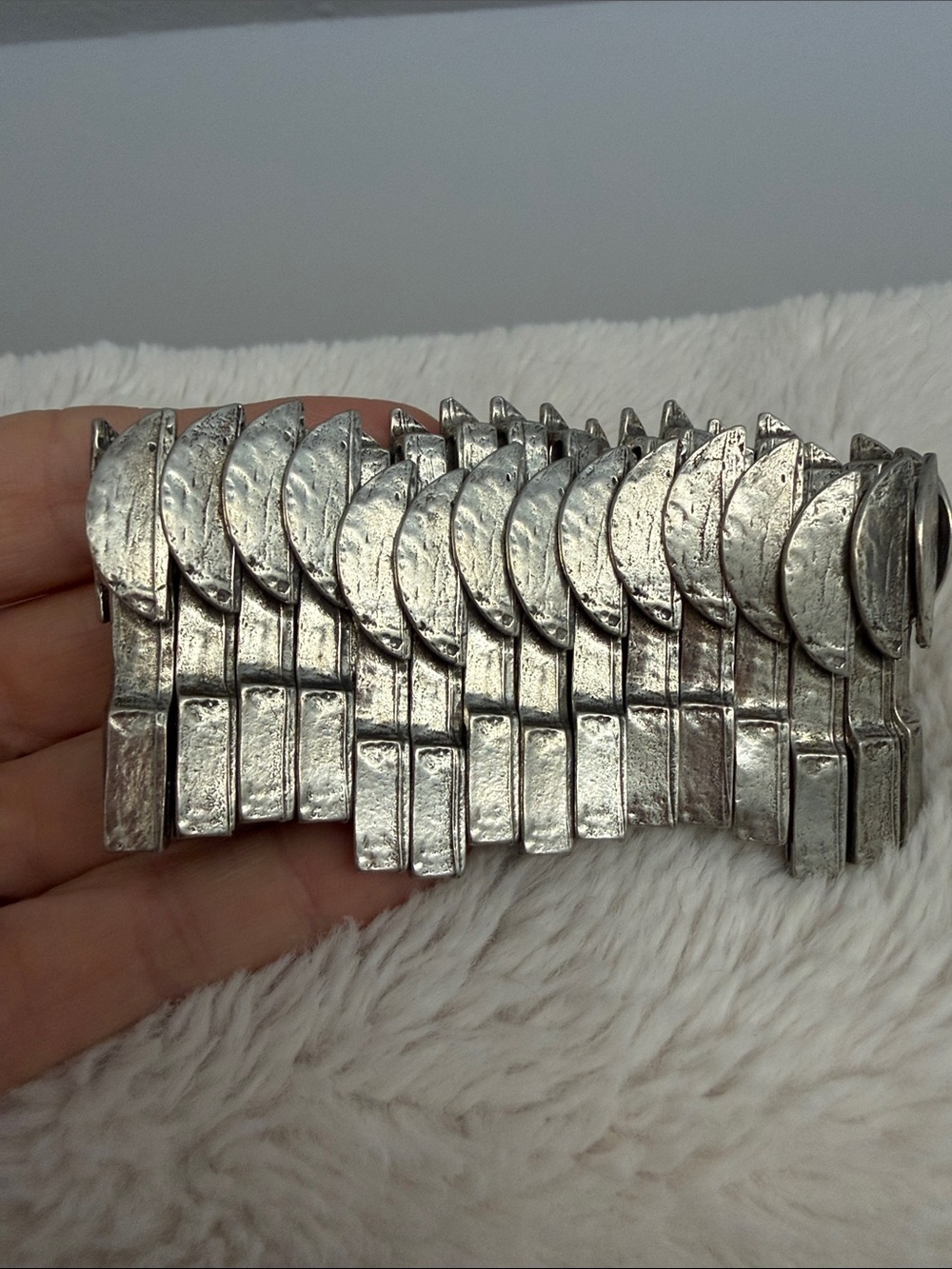 Anne Marie Chagnon | Antiqued Pewter Statement Stretch Bracelet